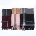 Hot selling bulk winter long scarves with tassel warm acrylic tartan plaid scarf